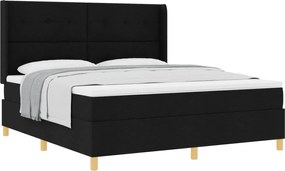 vidaXL Pat cu arcuri cu saltea Negru 180 x 200 cm țesătură