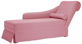 vidaXL Sezlong cu suport și cotieră dreaptă catifea roz