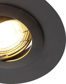 Spot rotund îngropat negru reglabil cu inel de umplere - Edu