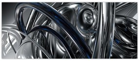 Tabloul cu abstracție gri cu albastru (120x50 cm)