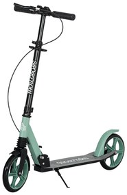 HOMCOM Scuter pliabil pentru adulți +14 ani cu ghidon reglabil, roți mari de 20 cm, amortizor și frână dublă din aluminiu - verde | Aosom Romania
