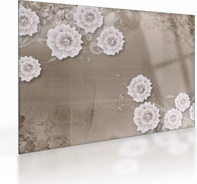 Tablou pe sticlă - Draperie cu flori (70x50 cm)
