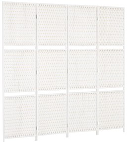 HOMCOM Separator de cameră 4 panouri 2 rafturi pliabile alb paie | Aosom Romania