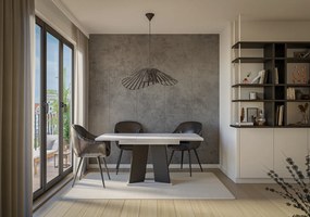 Masă de sufragerie Mulnu (gri deschis + Negru) (pentru 4 până la 6 persoane). 1055225