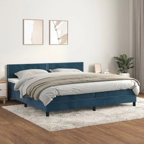 3141267 vidaXL Pat box spring cu saltea, albastru închis, 200x200 cm, catifea