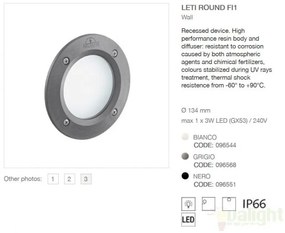 Spot incastrabil pt. exterior, diam.13,4cm, IP66, LED LETI ROUND FI1 GRIGIO 096568