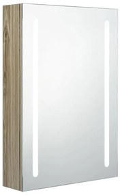 326499 vidaXL Dulap de baie cu oglindă și LED, stejar, 50x13x70 cm