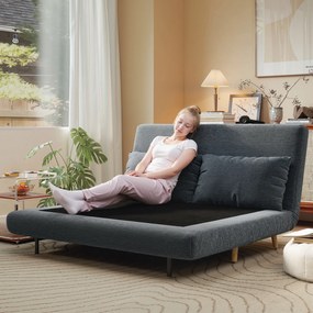 HOMCOM Canapea extensibilă, pat pentru oaspeți, spătar reglabil în 3 poziții, aspect corduroy, până la 120 kg, 141 x 90 x 81 cm, Gri închis | Aosom Romania