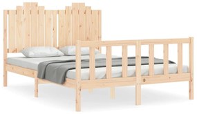 3192271 vidaXL Cadru de pat cu tăblie, dublu, lemn masiv