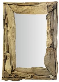 Oglindă lemn tec reciclat 72x51 cm