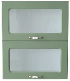 Corp superior vitrina 60 cu 2 usi orizontale Zebra MDF verde drept