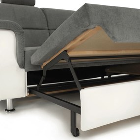 Colţar mic, piele ecologică alb/material textil gri, model dreapta, SANTIAGO COLŢAR MIC