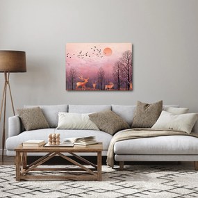 Tablou - Căprioare în strălucirea apusului de soare (70x50 cm)