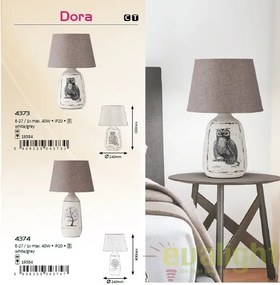 Veioza, lampa de masa, finisaj alb/gri, diametru 24cm, Dora 4373 RX