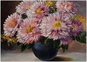 Tablou - Pictură în ulei, flori în vază (70x50 cm)