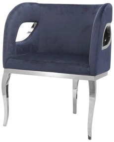 Fotoliu tapitat Morello bleumarin/silver – H78 cm