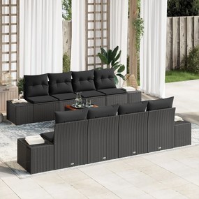 vidaXL Set de canapea de grădină 7 pcs Negru 55 x 55 x 37 cm
