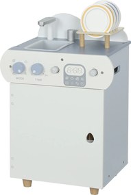 AIYAPLAY Set bucătărie cu chiuvetă, mașină de spălat vase din lemn pentru copii, 32 piese accesorii, MDF, pentru copii de la 3 ani, albastru deschis | Aosom Romania