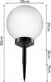Lampă solară LED, 1,2 V, 6500 K, 200 mAh, diametru 25 cm, IP44, alb/negru