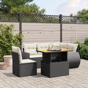 3272197 vidaXL Set mobilier de grădină cu perne, 6 piese, negru, poliratan