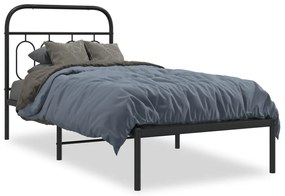 377109 vidaXL Cadru de pat metalic cu tăblie, negru, 90x190 cm