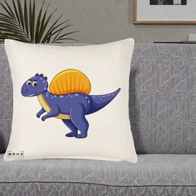 Perna Decorativa Spinozaur Kawaii, 40x40 cm, Crem Reliefat, Husa Detasabila, Perna Inclusa, BEKZ®