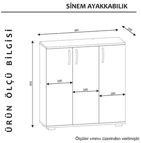 Comodă pentru pantofi Sinem - White, Walnut