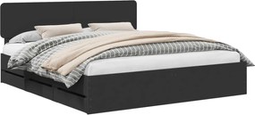 vidaXL Cadru de pat cu headboard Negru 200 x 200 cm Lemn prelucrat