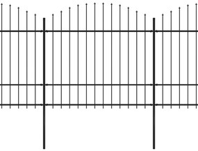 Gard de gradina cu varf sulita, negru, (1,5-1,75)x11,9 m otel 1, 150-175 cm, 11.9 m