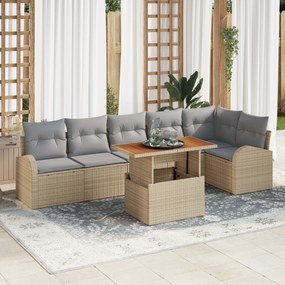 vidaXL Set de canapele pentru grădină 7 pcs bej și gri deschis