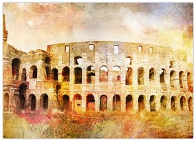 Tablou pe sticlă - Pictură digitală, Colosseum, Roma, Italia (70x50 cm)