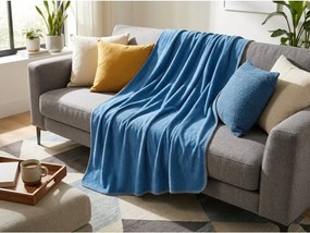 Patura fleece STRIA, albastra deschis Dimensiune: 150 x 200 cm