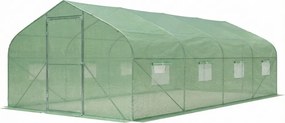 Tunel de folie cu cadru metalic 3x6m Garden Point verde cu 2 perechi de uși