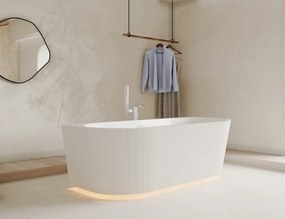 Cada acril freestanding Rania, iluminare LED, Alb lucios,160 cm, 5022 LED