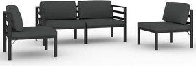 vidaXL Set mobilier de grădină cu perne, 4 piese, antracit, aluminiu