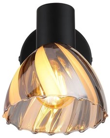 Aplica metal negru sticla fumurie ZACHERY