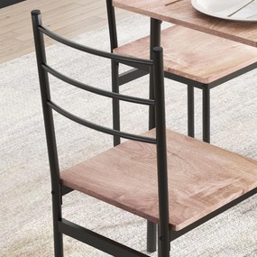 HOMCOM Set din 5 Piese cu Masă de Bucătărie Dreptunghiulară și 4 Scaune Moderne din MDF și Oțel, 110x70x75 cm , Maro | Aosom Romania