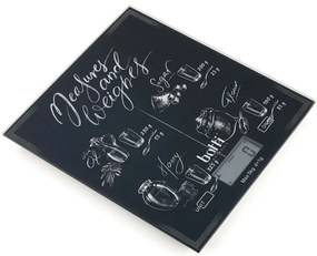 Cantar Bucatarie Botti Black Board, sticla, negru, 20 x 18 cm, 5 kg