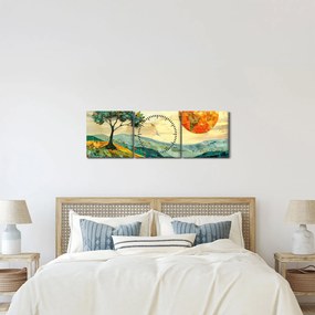 Tablou - Ilustrație peisaj (cu ceas) (90x30 cm)