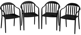 Outsunny Set 4 Scaune de Grădină Stivuibile cu Spătar și Brațe, 57x54x78 cm, Negru | Aosom Romania