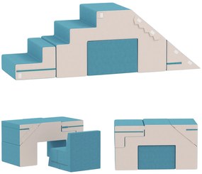AIYAPLAY Set de 2 blocuri moi de jucării pentru copii mici, piele artificială, spumă, pentru cățărat, construit, joacă, Bej+Albastru | Aosom Romania