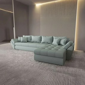 Colțar extensibil dumonde cu ladă de depozitare si sezut confortabil din spuma high-density, Loana XL Enjoy Mint II 335x185 cm