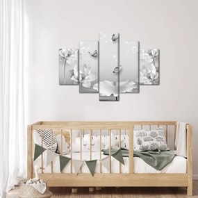 Tablou - Design flori și fluturi (150x105 cm)