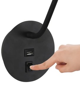 Lampă LED flexibilă de perete cu port USB Brilagi MAYA LED/3W/230V negru