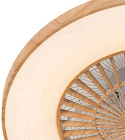 Ventilator de tavan cu imprimeu lemn 60cm incl. LED Dimmable cu telecomandă - Climo