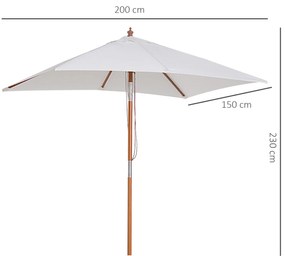 Outsunny Umbrelă de Grădină cu Mecanism de Înclinare, Design Clasic, 2x1.5m, Bej | Aosom Romania