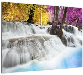 Tablou cu Erawan cascadă în pădure (70x50 cm)