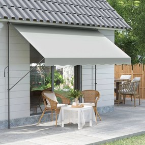 Outsunny Copertină Manuală Retractabilă 300x175x210-310 cm Reglabilă cu Manivelă Protecție Solară UV40+ pentru Balcon Terasă Crem | Aosom Romania