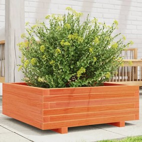 vidaXL Jardinieră grădină, maro ceruit, 70x70x26,5 cm, lemn masiv pin