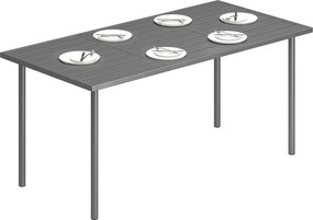 Outsunny Masă de grădină 165 x 80 cm pentru 6 persoane Masă de dining cu blat din lamele Cadrul din oțel, Dreptunghiulară | Aosom Romania